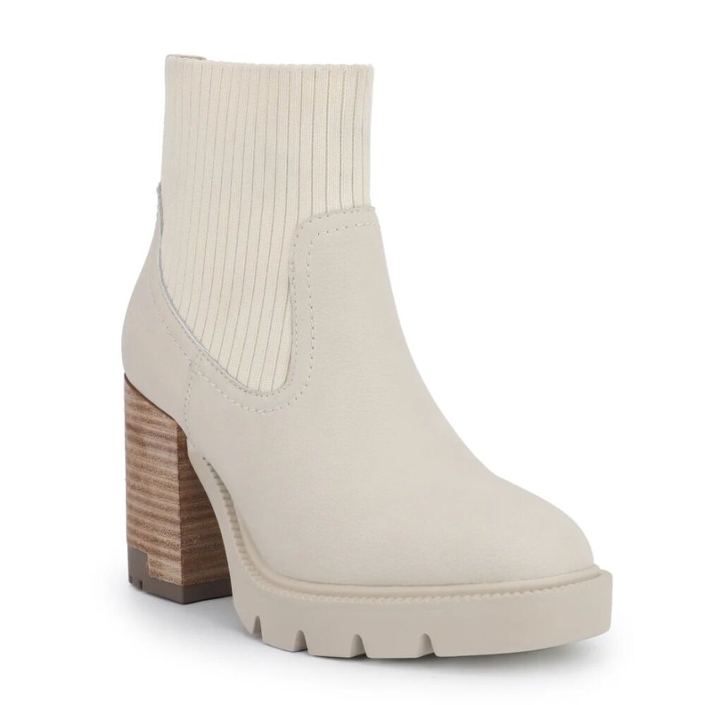 NIB Vintage Havana Vedder Off White Ankle Heeled Bootie Boots Sz 6 Block Heels